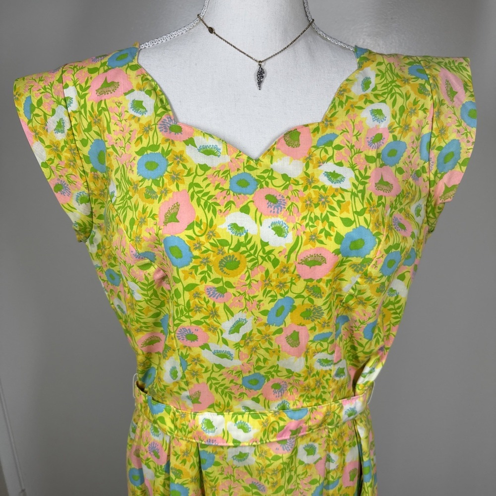 Vintage Handmade Floral Dress Sz XL  Garden Party Alice In Wonderland Coquette
